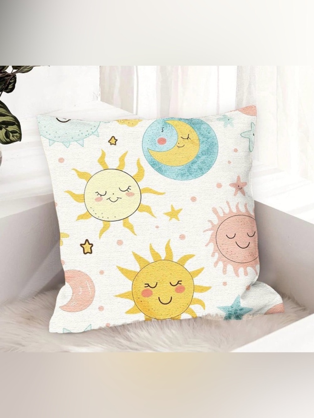 NEW Sun Moon Stars Baby Nursery Pillow Cover (1) - 18”x18” - No Pillow Insert